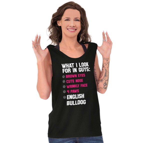 Look Guys Englsih Bulldog Lover Tank Top Tee Shirt Women Brisco Brands L