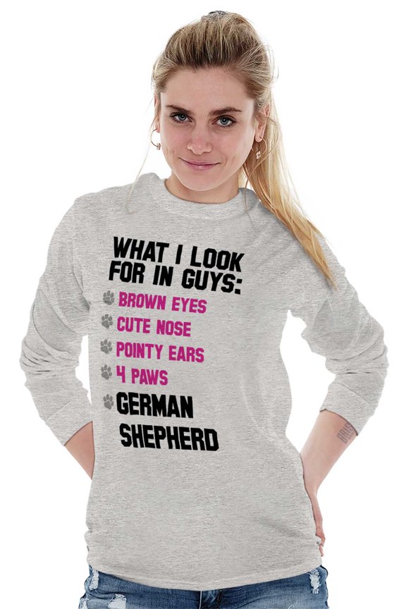 Look Guys German Shepherd Lover Women Plus Size Long Sleeve Graphic Tee Brisco Brands 3X