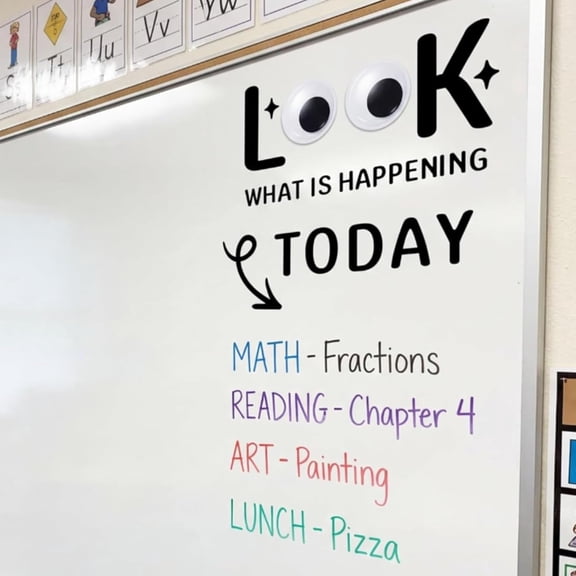Look What is Happening Today Classroom Decor, Magnetic Whiteboard Classroom Decorations, Daily Schedule Bulletin Board Set Back to School Class Decor Teacher Whiteboard Decals