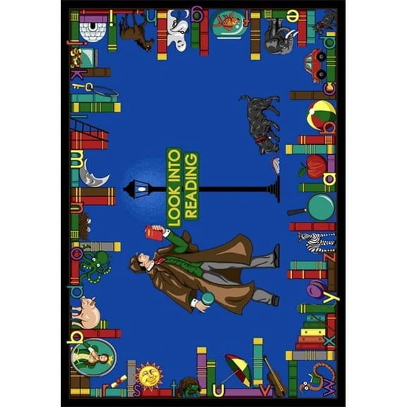 Look Into Reading 5 ft.4 in. x 7 ft.8 in. WearOn Nylon Machine Tufted- Cut Pile Educational Rug