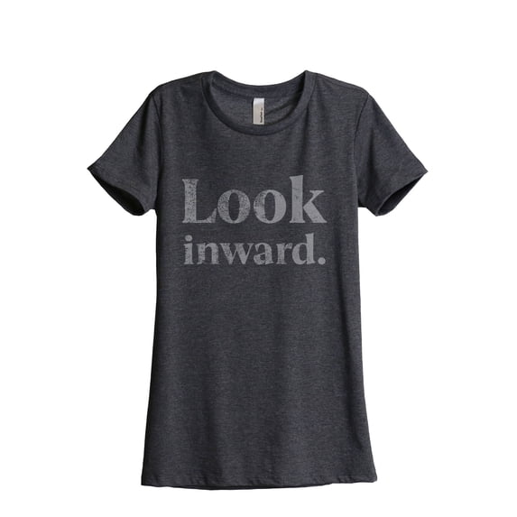 Look Inward Women's Fashion Relaxed T-Shirt Tee Charcoal Grey X-Large