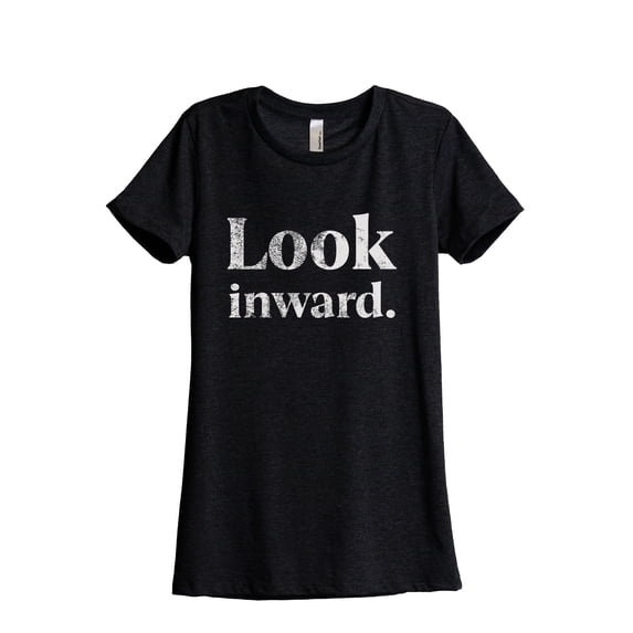 Look Inward Women's Fashion Relaxed T-Shirt Tee Heather Black Medium
