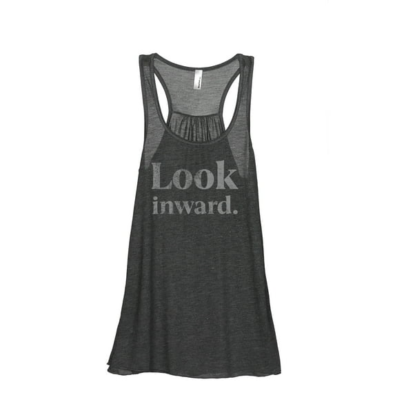 Look Inward Women's Fashion Sleeveless Flowy Racerback Tank Top Charcoal Grey Small