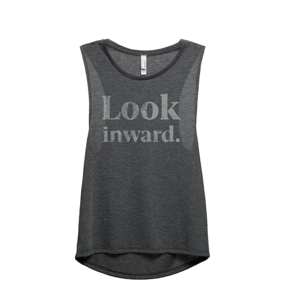 Look Inward Women's Fashion Sleeveless Muscle Tank Top Tee Charcoal Grey Small