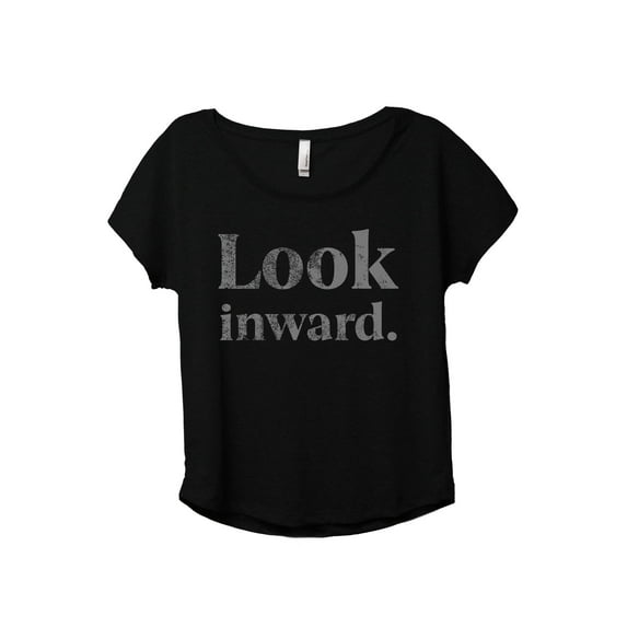 Look Inward Women's Fashion Slouchy Dolman T-Shirt Tee Heather Black Small