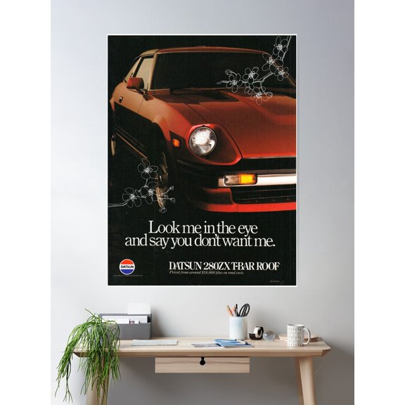 Look Me In The Eye 280Zx Vintage Ad Poster Wall Art, Modern Wall Decor For Living Room Bedroom, 8x12 UNFRAMED
