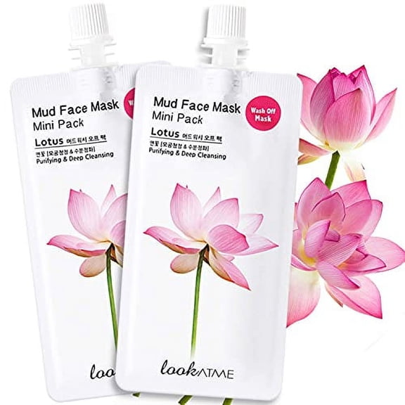 Look At Me Mud Mask Minis (2-Pack) Lotus, Clay Mask for Skin Care, Face Mask Beauty, Acne and Pore Clogging Moisturizing Clay Face Mask for your Sensitive Skin(Up to 4 Uses Per Pack)
