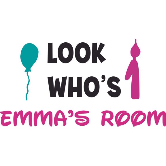 Look Who's One Custom Name Vinyl Wall Decal for Home - Birthday Celebrate Celebrating You Cute Wall Decal Bedroom Living Room Entry - Personalized Text Removable High Tact - Size: 24 In x 40 In