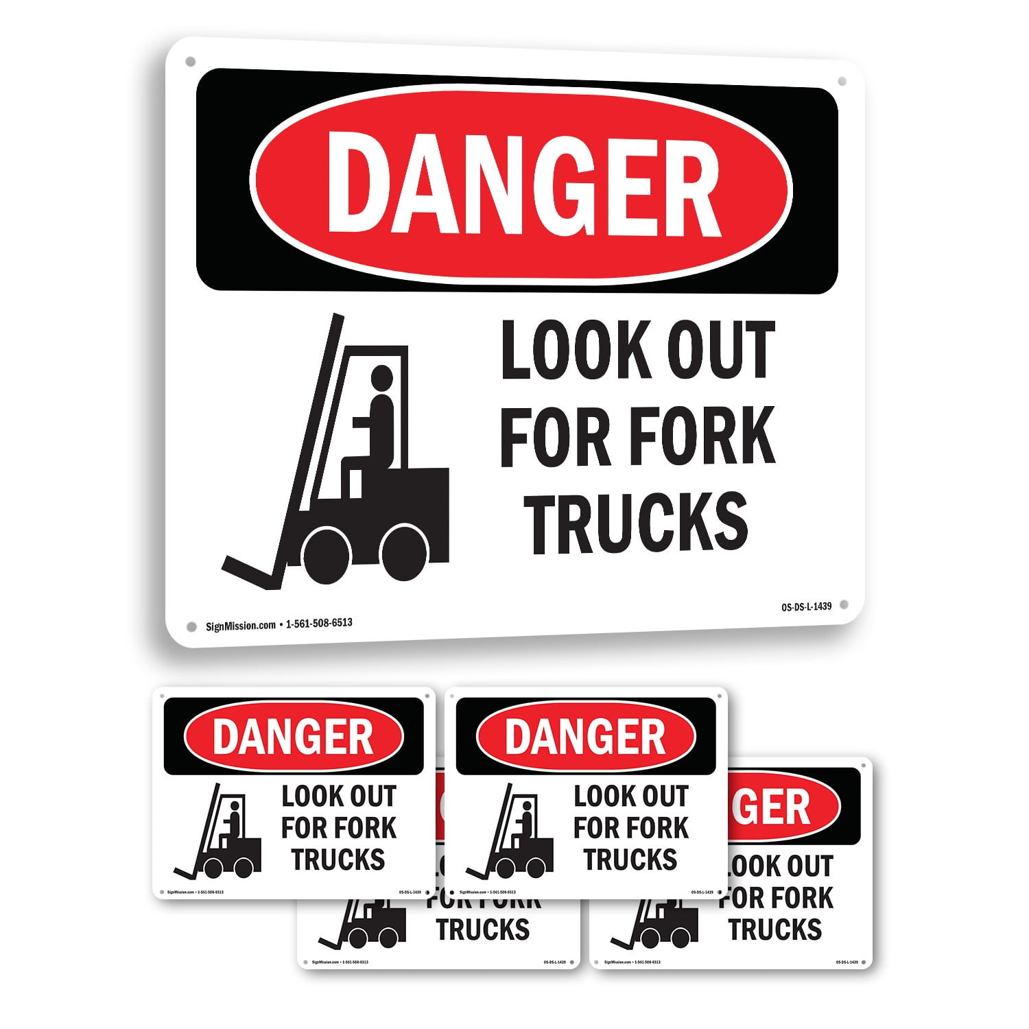 Look Out For Fork Trucks OSHA Danger Rigid Plastic Sign 24 Inch x 18 ...