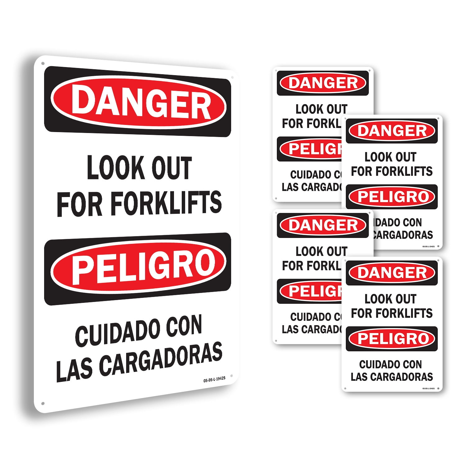 Look Out For Forklifts Bilingual OSHA Danger Aluminum Sign 24 Inch x 18 ...