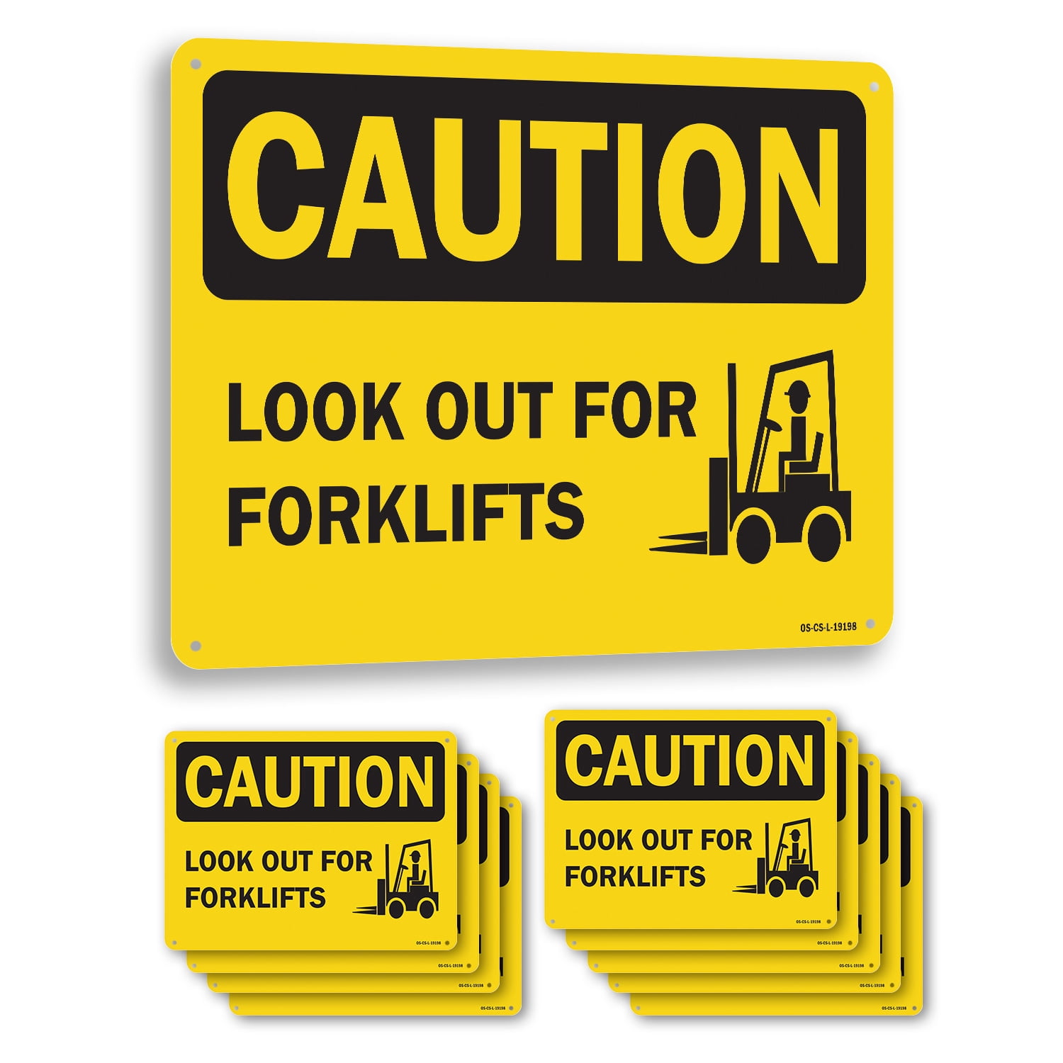 Look Out For Forklifts OSHA Caution Rigid Plastic Sign 24 Inch x 18 ...