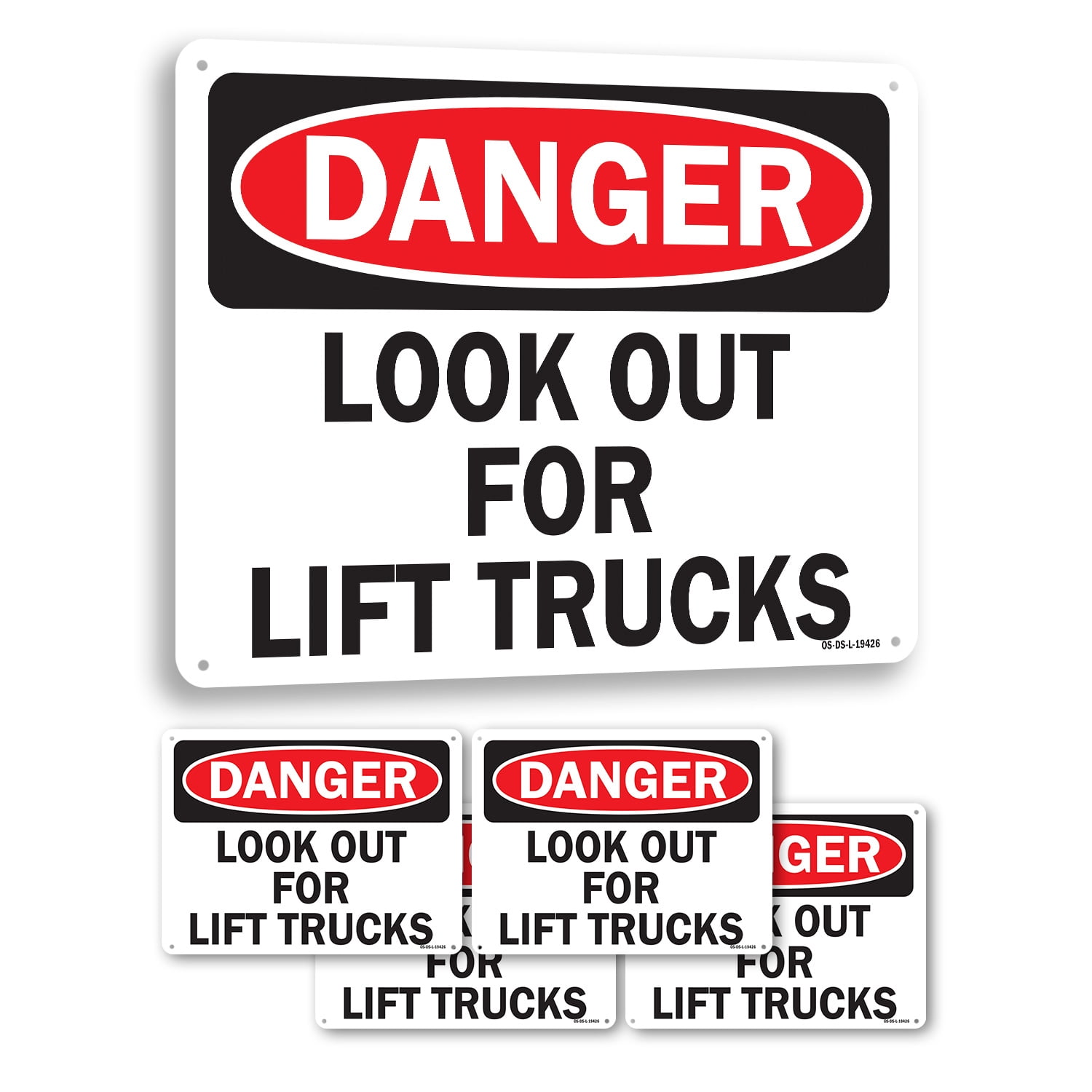 Look Out For Lift Trucks OSHA Danger Rigid Plastic Sign 24 Inch x 18 ...