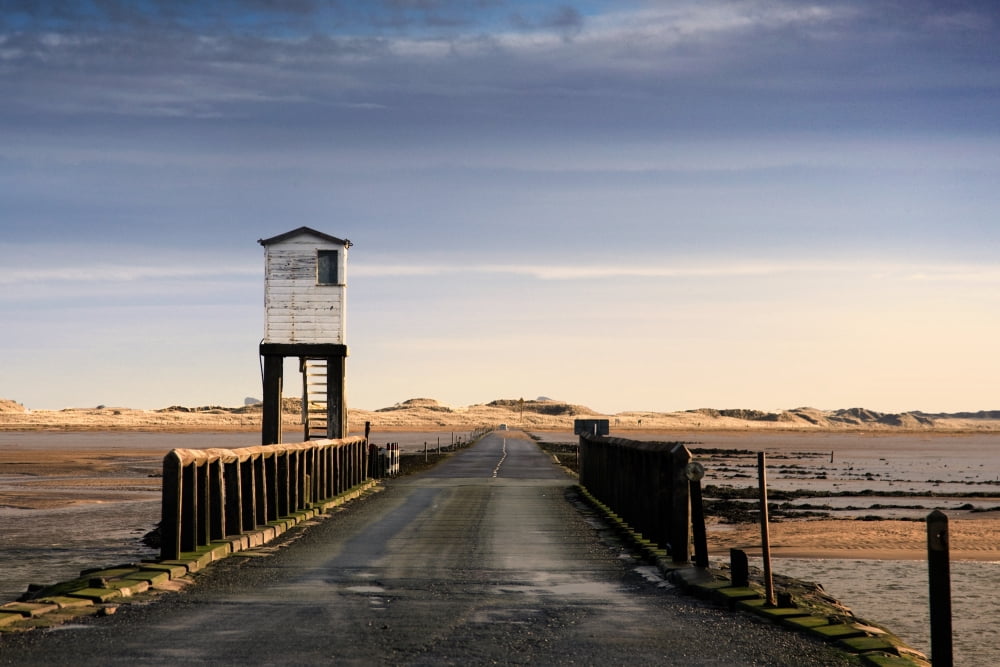 Look-Out Tower By Bridge Holy Island Bewick England Canvas Art - John Short Design Pics (34 x 22)
