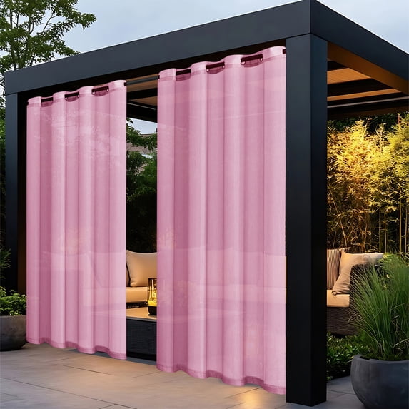 Look Outdoor Curtain for Patio - 2 Panels Waterproof Sheer Curtains for Pergola, Porch, Cabana and Gazebo Indoor/Outdoor Voile Sheer Drapes, 52 x 72 Inch