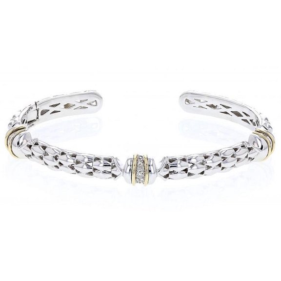 Look Outside the Box with TheJewelryHut Italian Vintage Inspired Style Diamonds Shiny Silver and Gold Accent Bangle Bracelet
