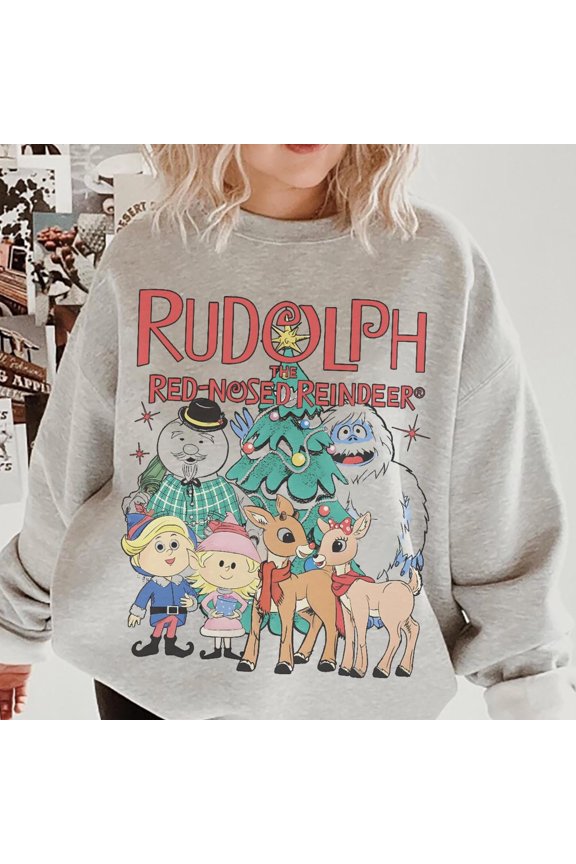 Look Rudolph TShirt Christmas Crewneck Retro Christmas Christmas Rudolph The Red Nose Rein