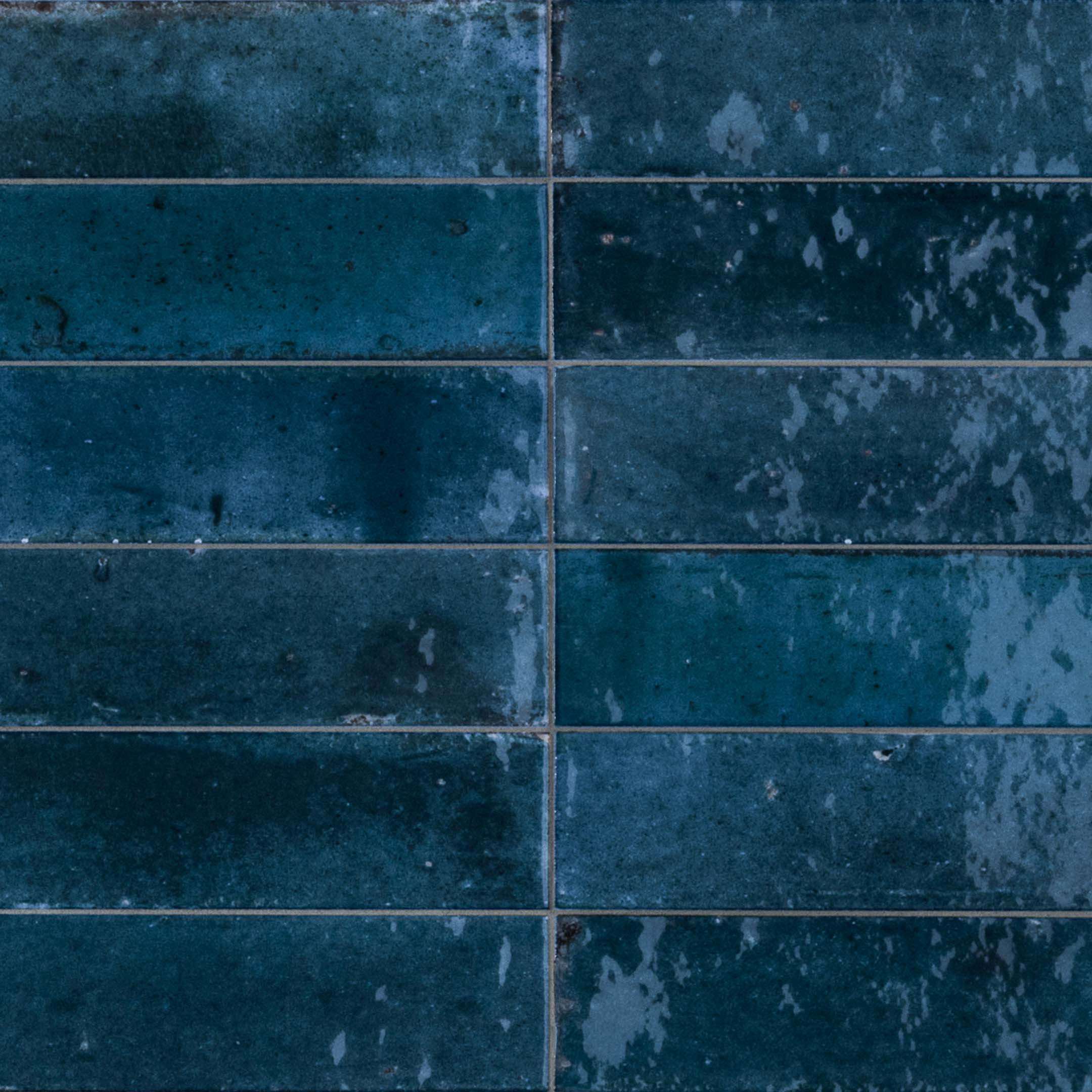 Blue Glossy Italian Porcelain Subway Wall Tile 2.5" x 9.5"