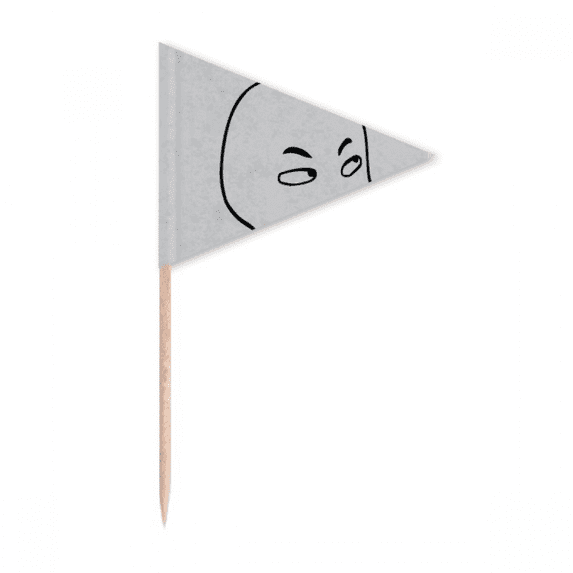 Look Seriously Anger Face Cartoon Toothpick Triangle Cupcake Toppers Flag