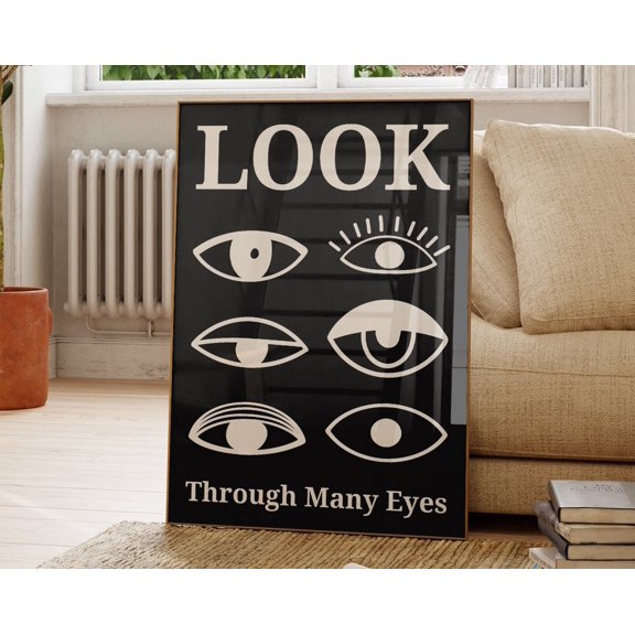 Look Typography Poster, 70S Wall Print, Black Wall Art, Trendy Quote Print, Psychedelic Art, Retro Print, Trippy Wall Art, Wall Art, Modern Wall Decor, 8x12 UNFRAMED