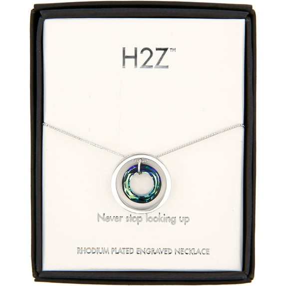 Look Up
Bermuda Blue Crystal - 17"-19" Engraved Rhodium Plated Austrian Element Necklace