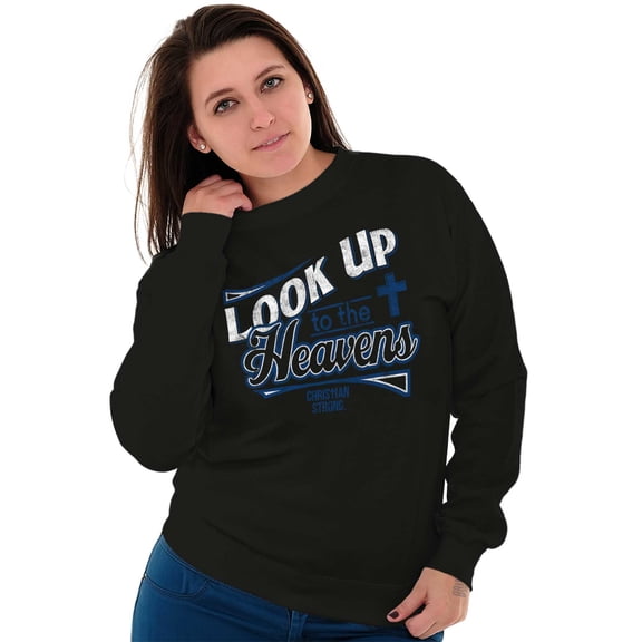 Look Up To The Heavens Religious Women Crewneck Sweatshirt Brisco Brands S