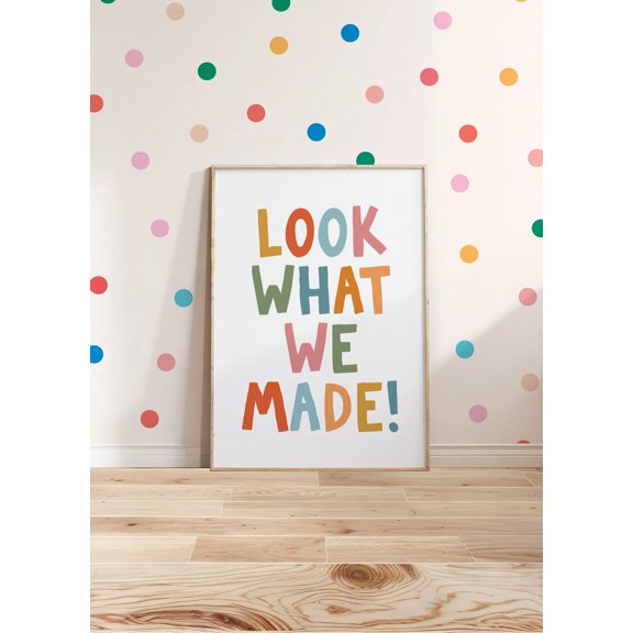 Look What We Made Playroom Craft Corner Rainbow Classroom Toy Room Wall Art Decor, Stretched Canvas 8x10in