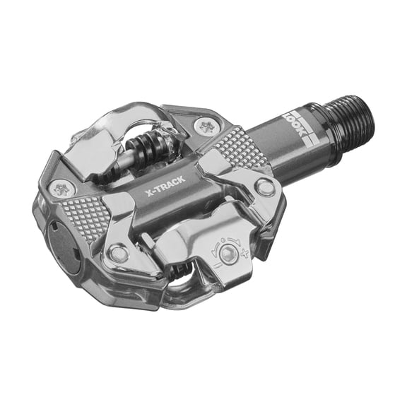 Look X-Track Silver - Aluminium SPD Compatible MTB/Gravel Pedals 350mm Platform