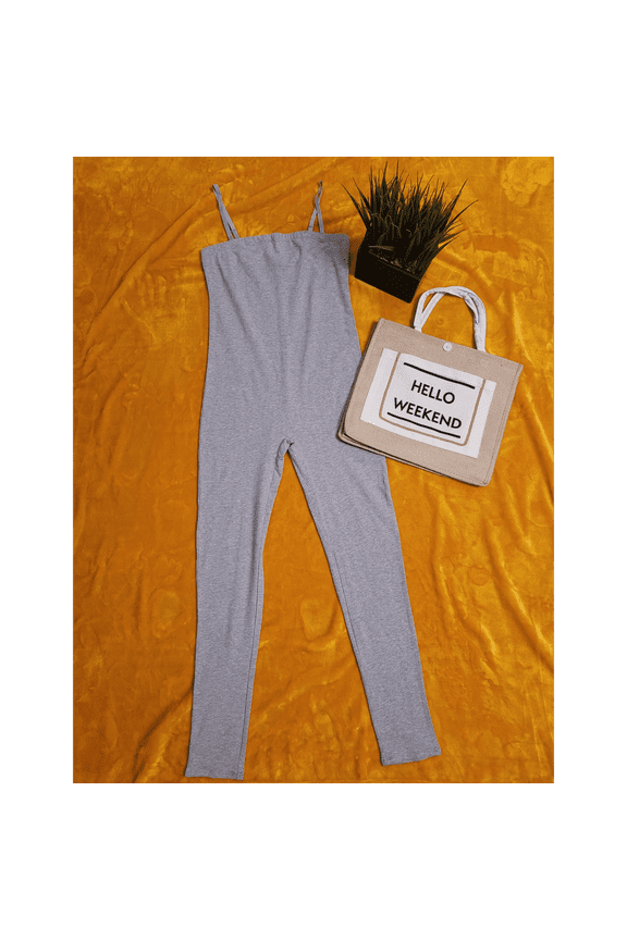 "Look at Me" One Piece Cotton Jumpsuit (Gray)