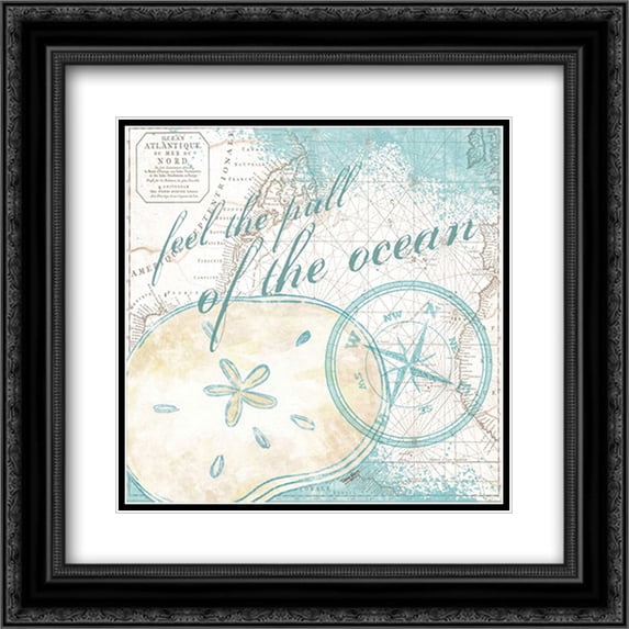 Look to the Sea III 2x Matted 20x20 Black Ornate Framed Art Print by Reed, Tara