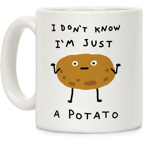 LookHUMAN I'm Just a Potato Coffee Mug - Funny Coffee Mugs Adult Humor, Double-Sided Print Ceramic Coffee Cups as Potato Lovers Gifts, Dishwasher Safe Novelty Coffee Mugs for Women & Men, 11oz