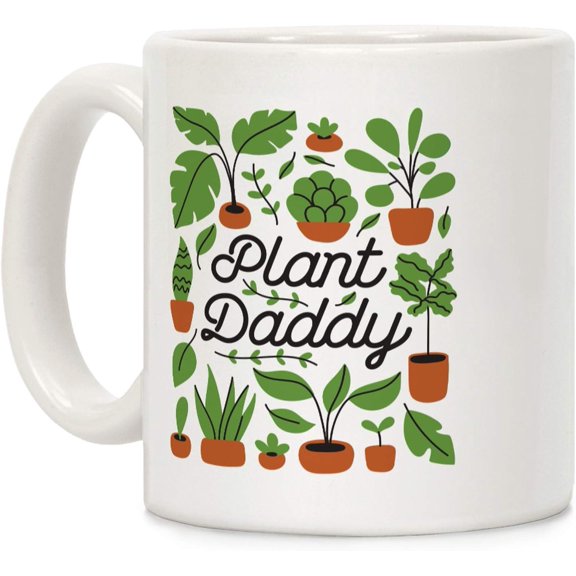 LookHUMAN Plant Dad Coffee Mug - Unique Coffee Mugs for Coffee Lovers, Double-Sided Print Ceramic Coffee Cups as Plants Coffee Mug for Dad, Dishwasher Safe Novelty Coffee Mugs for Women & Men, 11oz