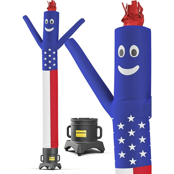 LookOurWay Air Dancers 10-Feet Tall American Flag Inflatable Tube Man Complete Set with Blower