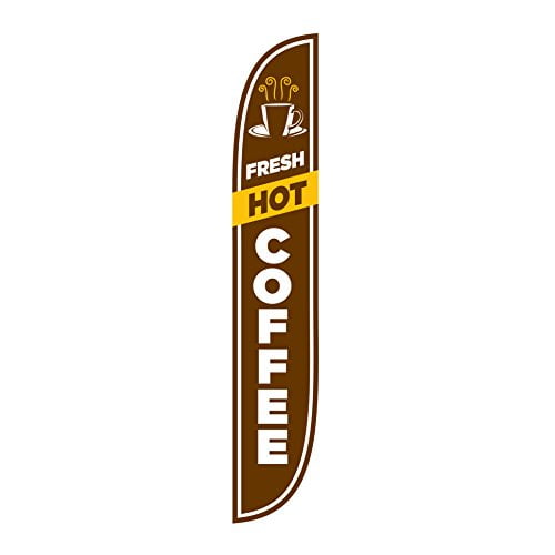 LookOurWay Fresh Hot Coffee Brown Feather Flag, 12-Feet
