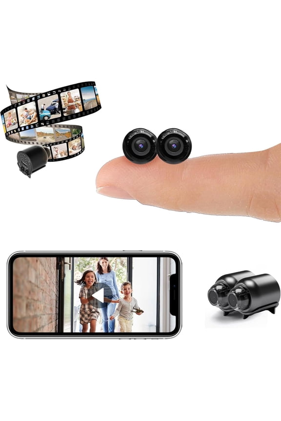 Mini Camera, Mini Full HD 4k Security Camera with Night Vision, Coin-Sized Easy-to-Install Remote Monitoring, for Home/Office/Babys (Black)
