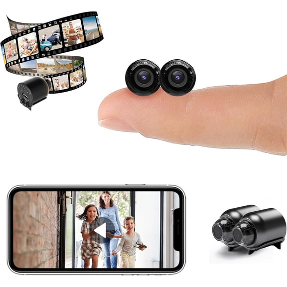 Mini Camera, Mini Full HD 4k Security Camera with Night Vision, Coin-Sized Easy-to-Install Remote Monitoring, for Home/Office/Babys (Black)