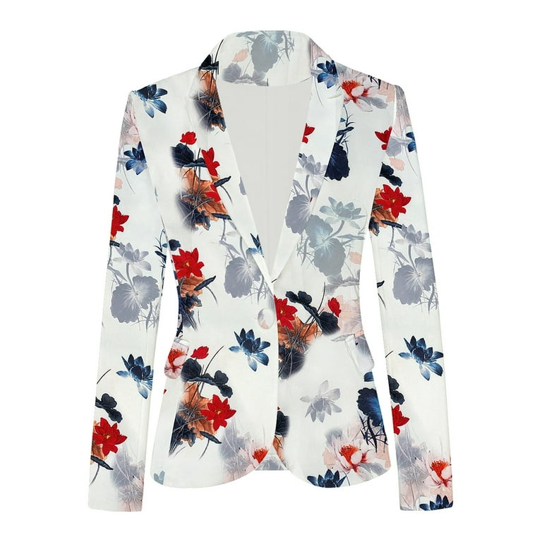 Flower print blazer womens best sale