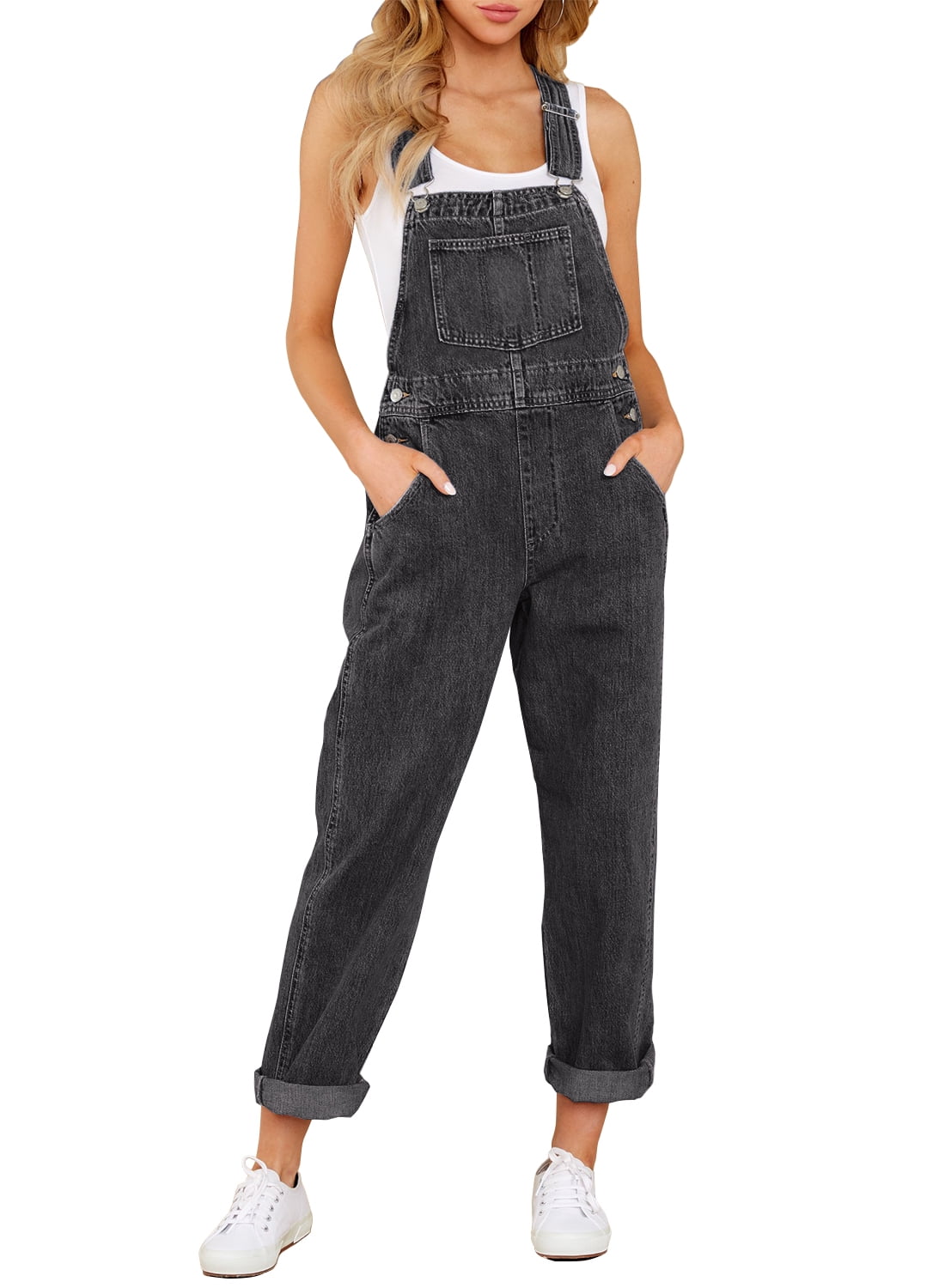 LookbookStore Long Overalls Pants for Women Casual Stretch Denim