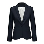 LookbookStore Navy Blue Blazer Jacket for Women Notch Lapel Button Down Casual Jacket Suits Size S Fit Size 4 Size 6