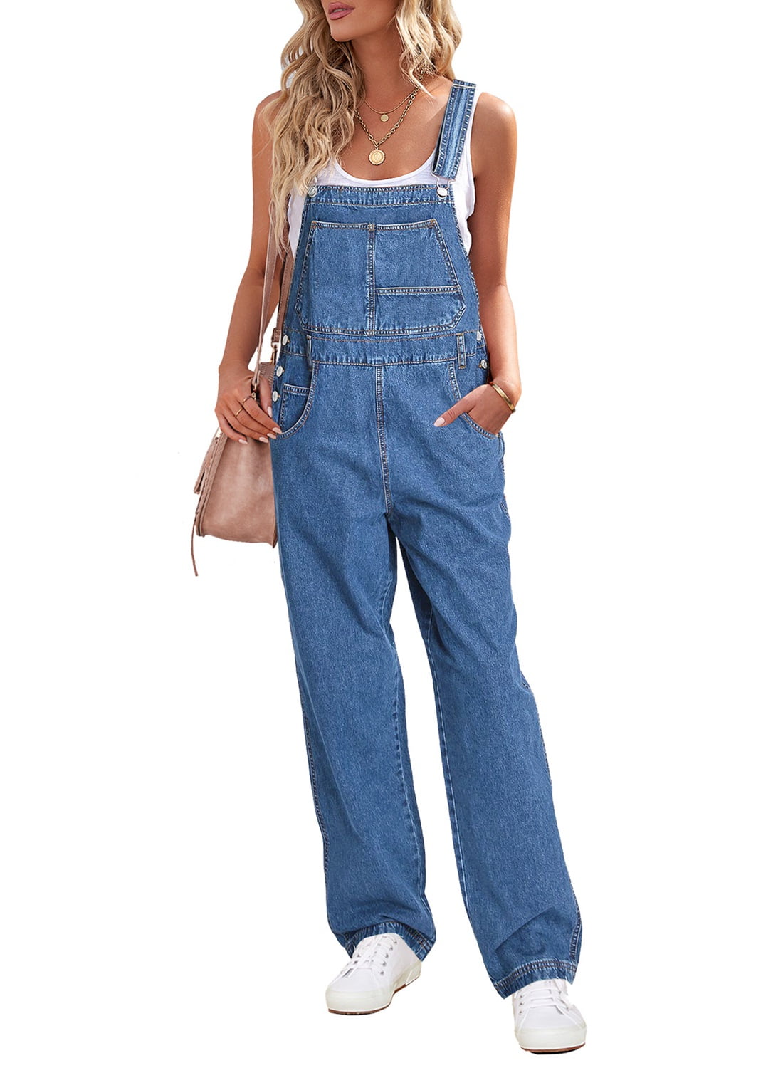  Women's Adjustable Strap Denim Overalls Vintage Ripped Bib  Jumpsuit Summer Regular Fit Stretchy Jean Pants with Pockets : Clothing,  Shoes & Jewelry