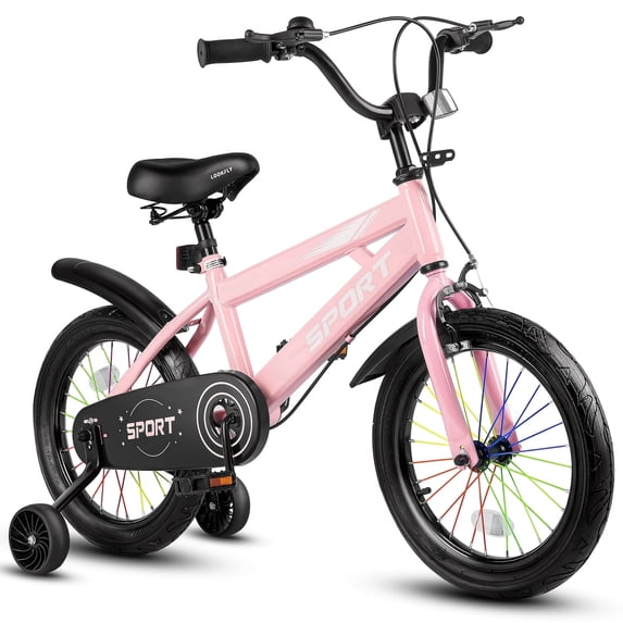 Lookfly 16" Kids Bike for Boys and Girls with Removable Training Wheels,Children's Cicycle,Pink