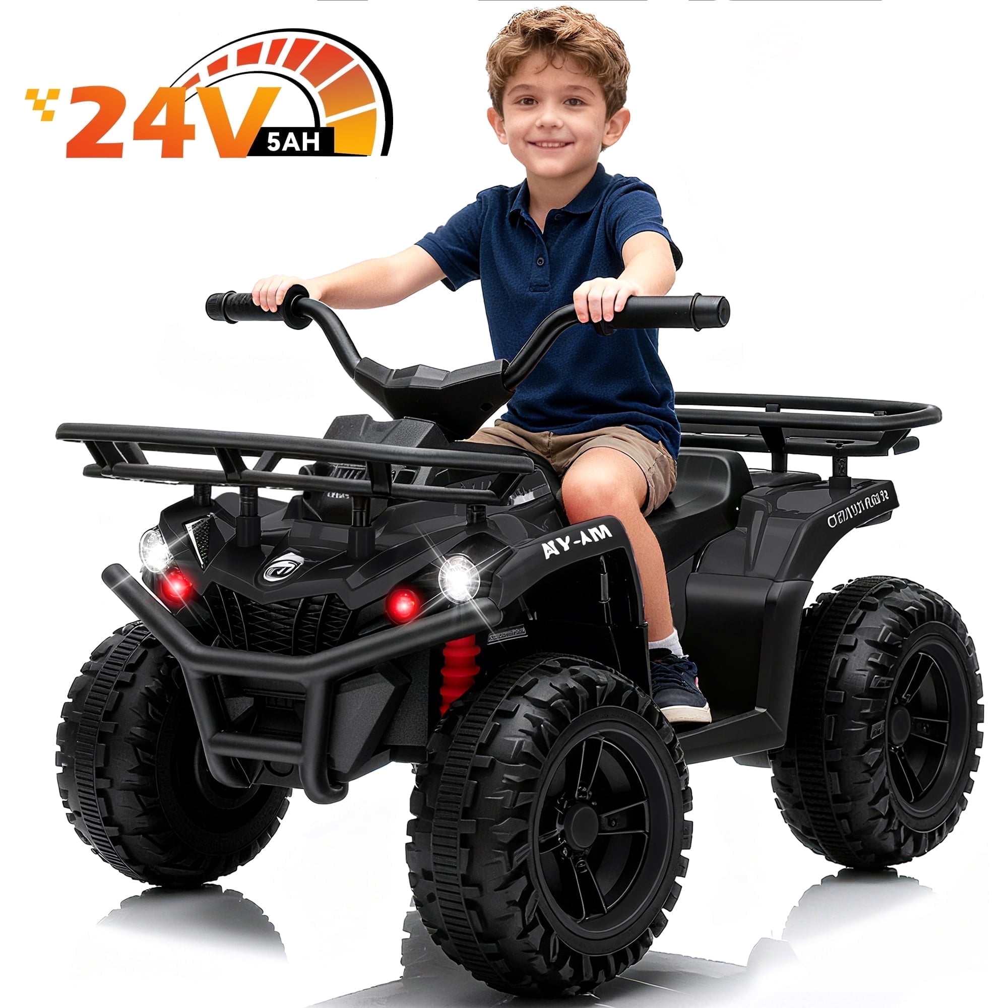 FestiveGlow 24V Kids ATV,Electric ATV for Kids 4 Wheelers Quad Car Toy, Ride On Toy Car As Gift for Kids,Black