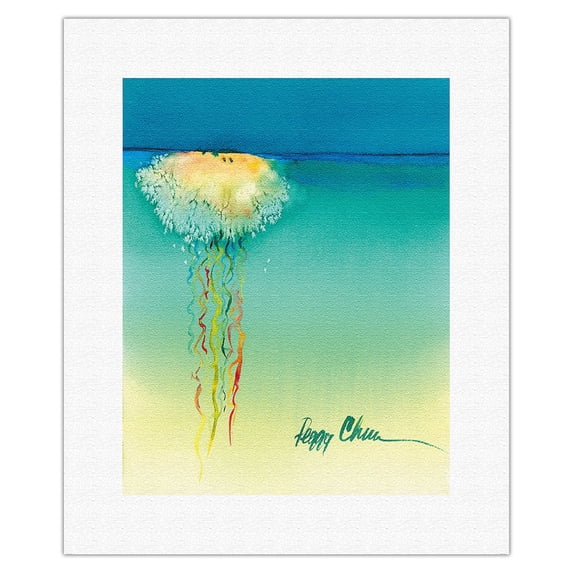 Lookin For Love - Hawaiian Jellyfish (Pololia) - From an Original Hawaii Watercolor Painting by Peggy Chun - Fine Art Rolled Canvas Print 11in x 14in
