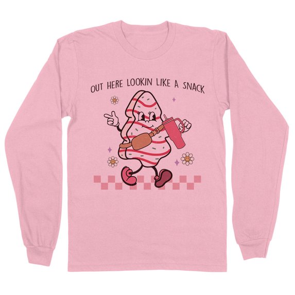 Lookin' Like a Snack Christmas Long Sleeve Shirt Unisex 3X-Large Pink
