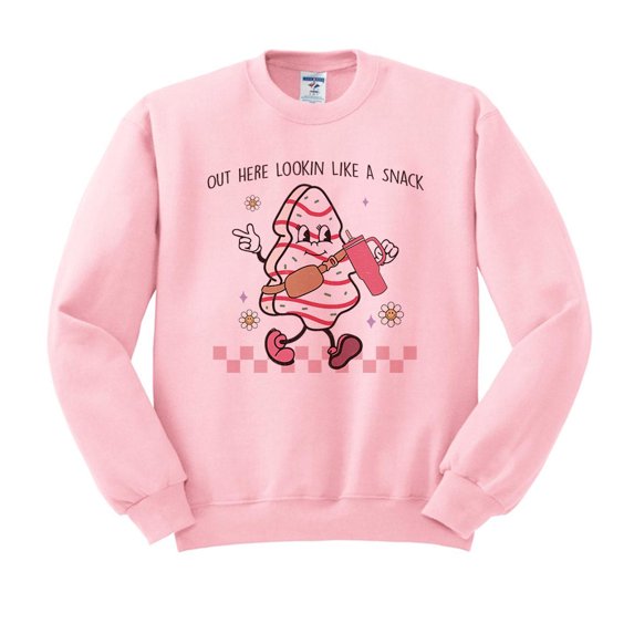 Lookin' Like a Snack Christmas Sweatshirt Unisex Medium Pink