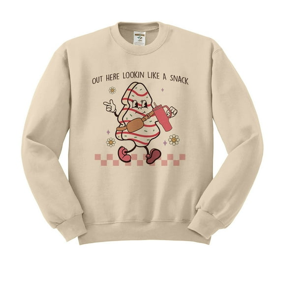 Lookin' Like a Snack Christmas Sweatshirt Unisex Medium Sand