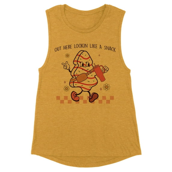 Lookin' Like a Snack Christmas Women's Muscle Tank Medium Antique Gold