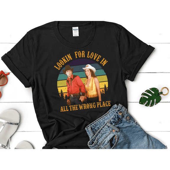 Lookin' for Love In All The Wrong Places Vintage T-Shirt, Urban Cowboy Shirt, Cowboy Lovers Shirt, Gift Tee For Women And Men