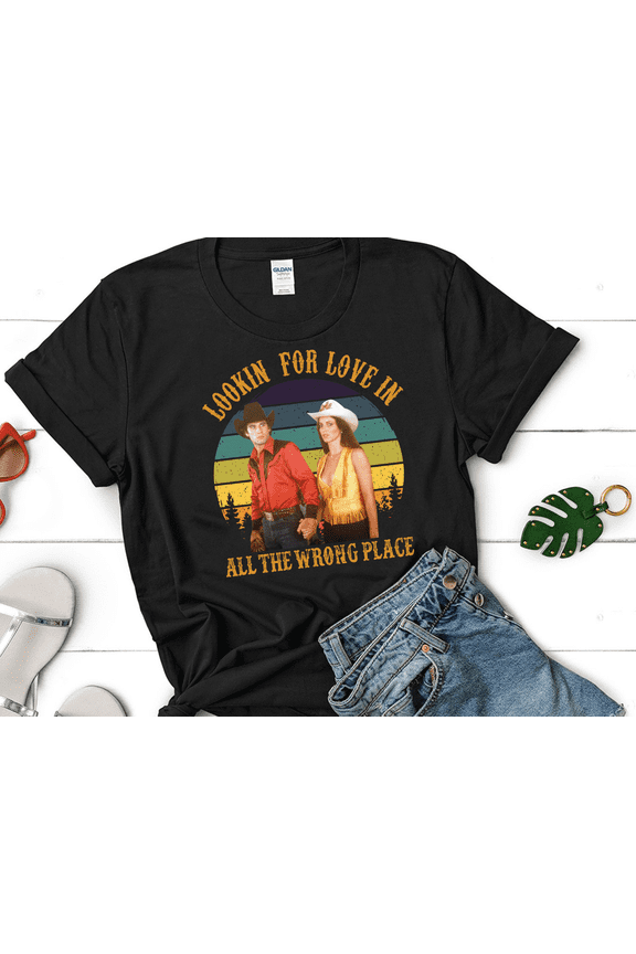Lookin' for Love In All The Wrong Places Vintage T-Shirt, Urban Cowboy Shirt, Cowboy Lovers Shirt, Gift Tee For Women And Men