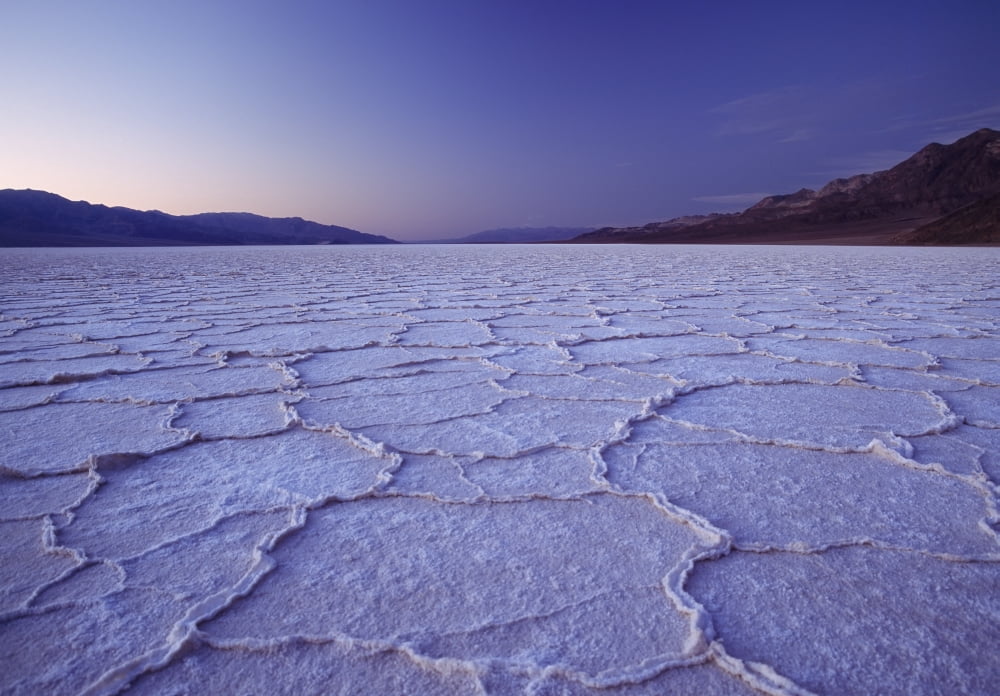 Looking Across The Purple Saltpans At Badwater At Dusk Canvas Art - Ian Cumming Design Pics (36 x 24)