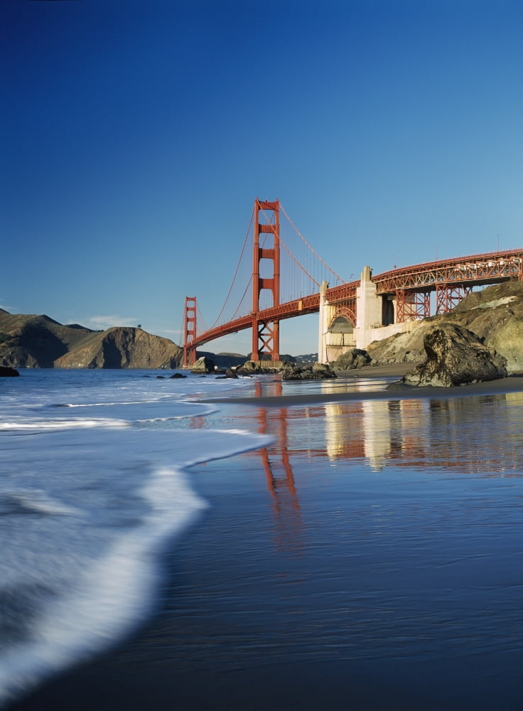 Looking Along Baker Beach Towards The Golden Gate Bridge Blurred Motion Canvas Art - Ian Cumming  Design Pics (13 x 18)
